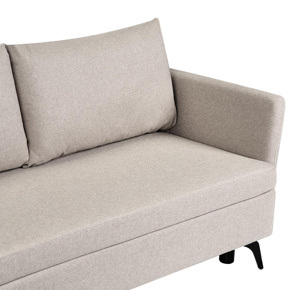 ECKSCHLAFSOFA 3-Sitzer Stoff Beige mit Stauraum rechtsseitig Koge - Beige, Textil (281/93cm) - Beliani