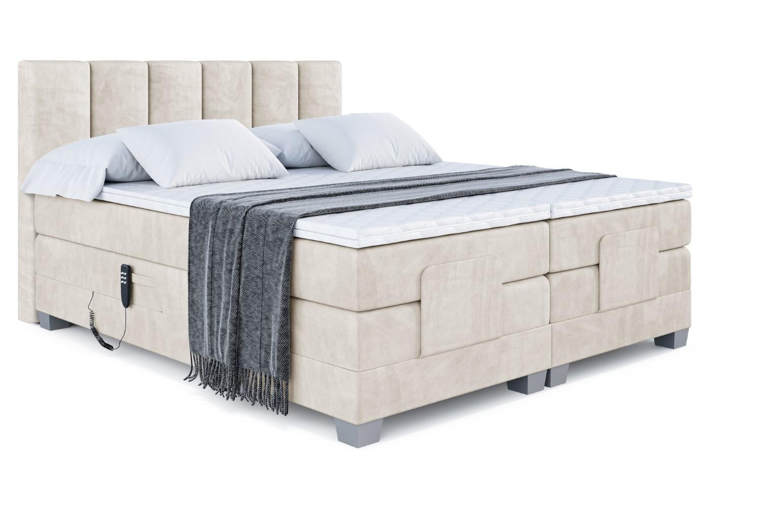 BOXSPRINGBETT elektrisch verstellbar mit 2 Matratzen H4/Taschenfederung AMEL EL 180 x 200 Creme - Creme, Holzwerkstoff (187/200cm) - ALTDECOR