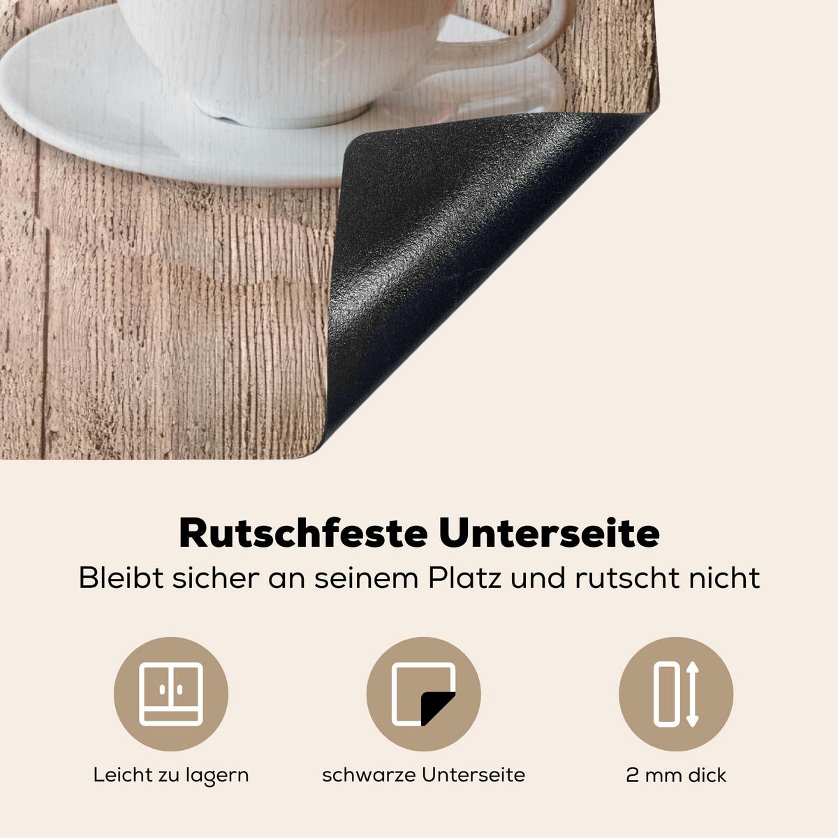HERDABDECKPLATTE Bistro Parisien - Café - Kaffee - Jahrgang Induktionsmatte 71x52 cm - Cappuccino, Kunststoff (71/52/0.2cm) - MuchoWow