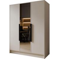 KLEIDERSCHRANK Mono Lux mit Speigel, Drehtüren mit Schwarze Metallgriffe, Kaschmir 150/200/51 cm - Kaschmir/Beige, Holzwerkstoff (150/200/51cm) - WFL GROUP