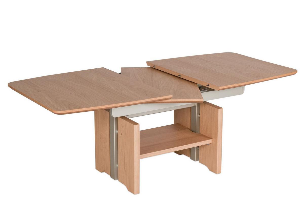 FUNKTIONSTISCH Caren höhenverstellbar und ausziehbar 120(160) x 70 x 54-73 Couchtisch massiv Wildeiche Bianco - Braun, Holz (120/70/54cm) - 58aufmkessel