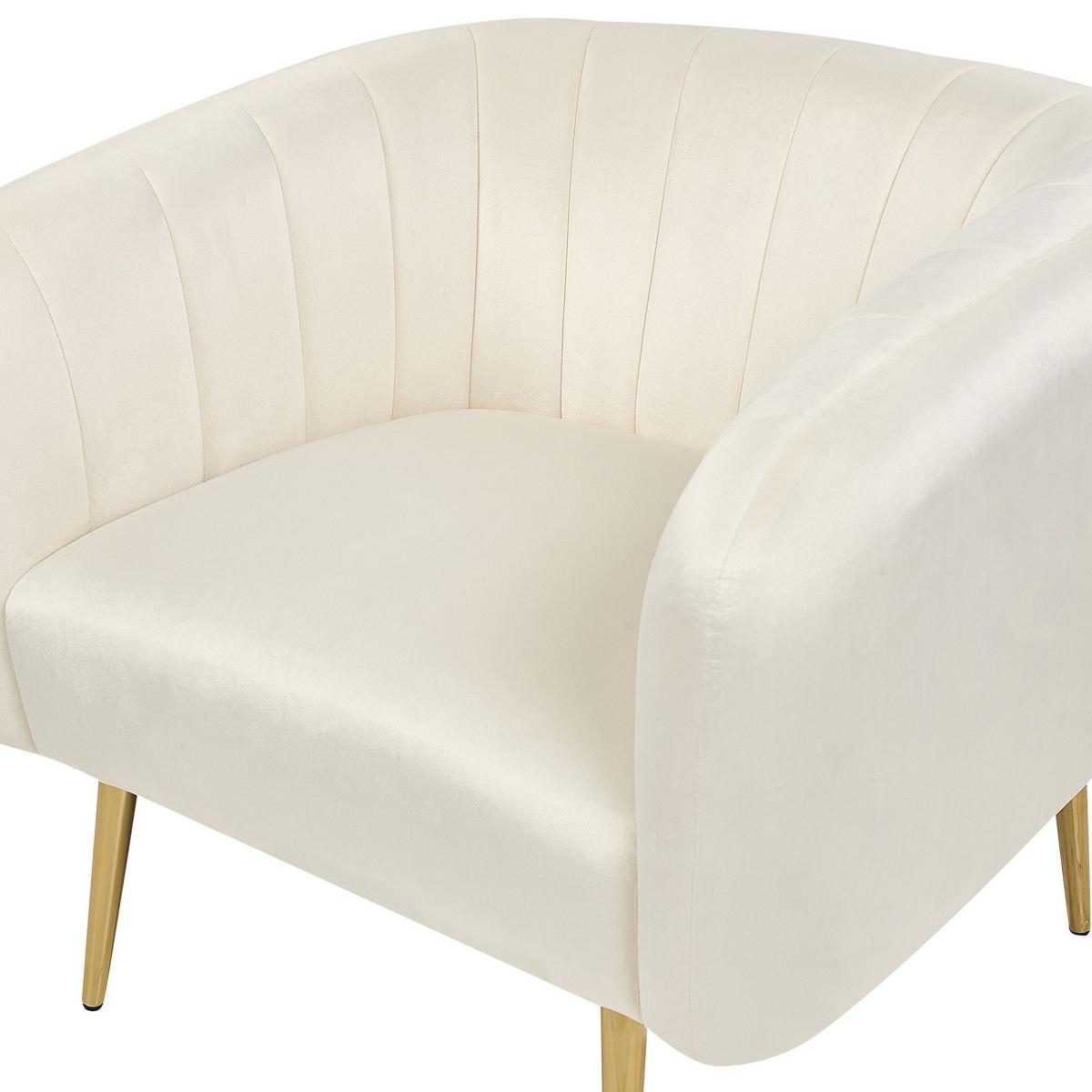 SESSEL Samtstoff Beige Laconia - Beige, Textil/Metall (85/72/62cm) - Beliani