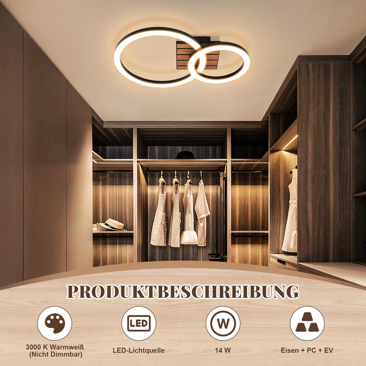 LED DECKENLEUCHTE Bexalin 44/30/8 cm - Schwarz, Kunststoff/Metall (44/30/8cm) - ZMH