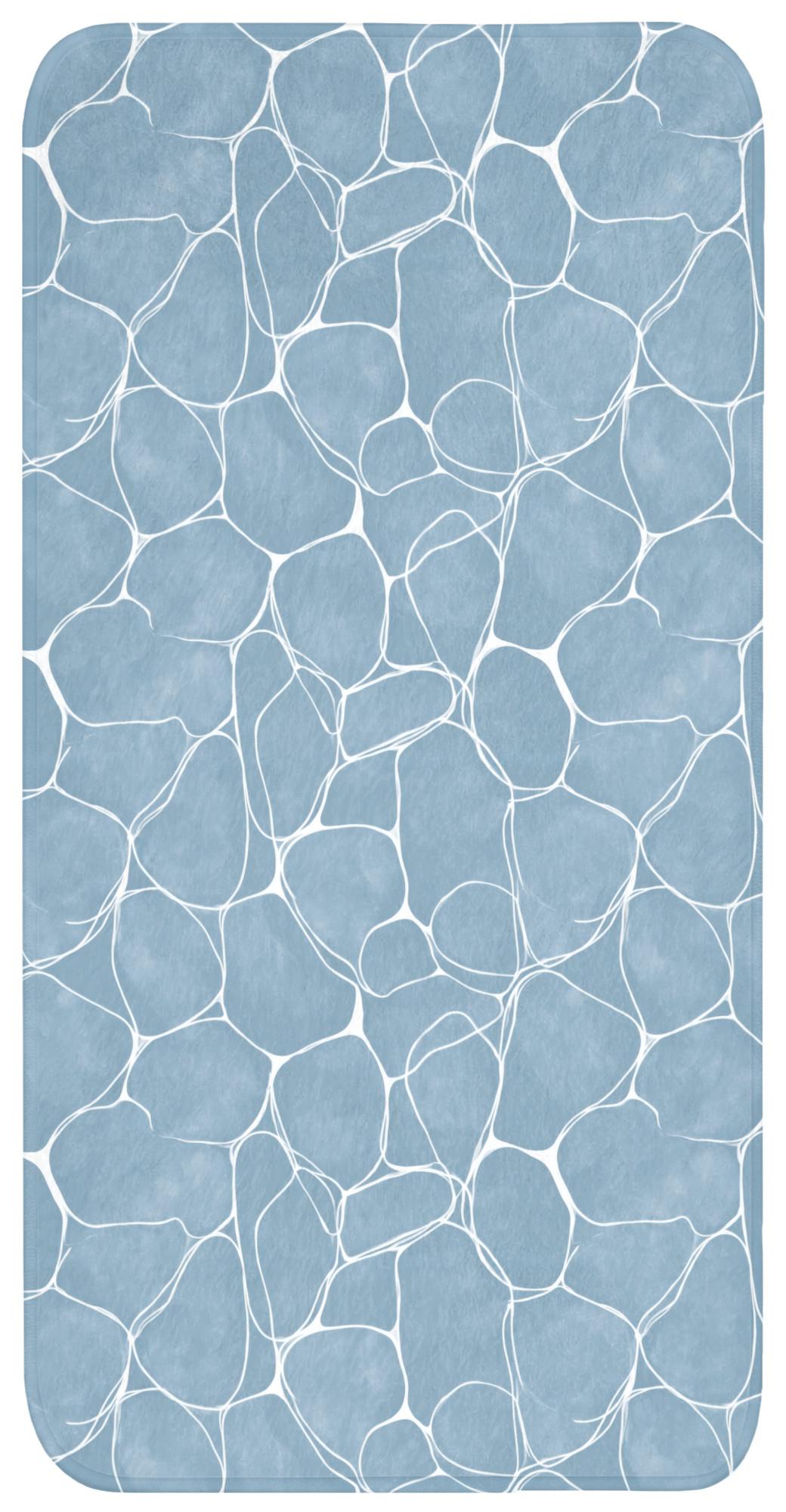 BADEMATTE Organisch - Muster - Blau Badteppich 60x120 cm - Hellblau, Textil (60/120cm) - OnlyWow