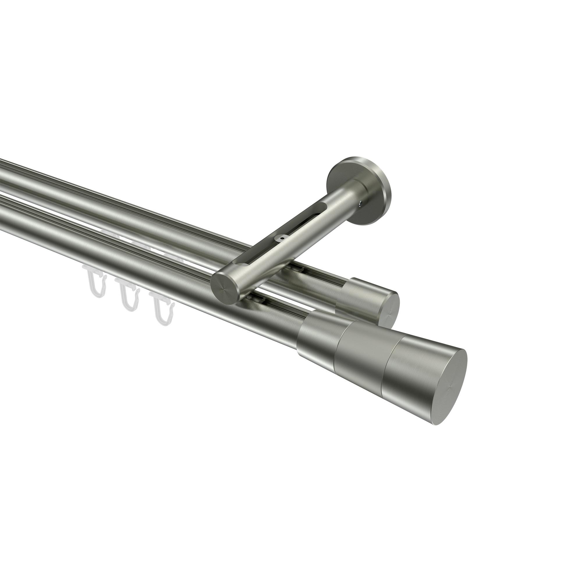 GARDINENSTANGE INNENLAUF Siteno Tanara 260 cm (geteilt in 2 x 130 cm), 2-läufig, 20 mm Ø Edelstahl-Optik - Edelstahlfarben/Silberfarben, Metall (260cm) - INTERDECO