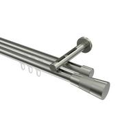 GARDINENSTANGE INNENLAUF Siteno Tanara 100 cm, 2-läufig, 20 mm Ø Edelstahl-Optik - Edelstahlfarben/Silberfarben, Metall (100cm) - INTERDECO