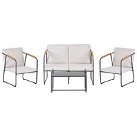 LOUNGE-SET 4-sitzer Stahl Helles Beige Vezzana - Hellbraun/Beige, Metall - Beliani