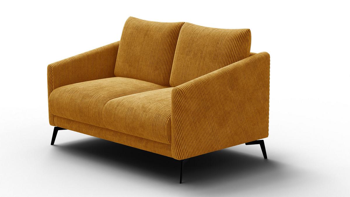 SOFA VILT 2-Sitzer, safran - Gelb/Schwarz, Holzwerkstoff/Textil (142/89/94cm) - Wozimo