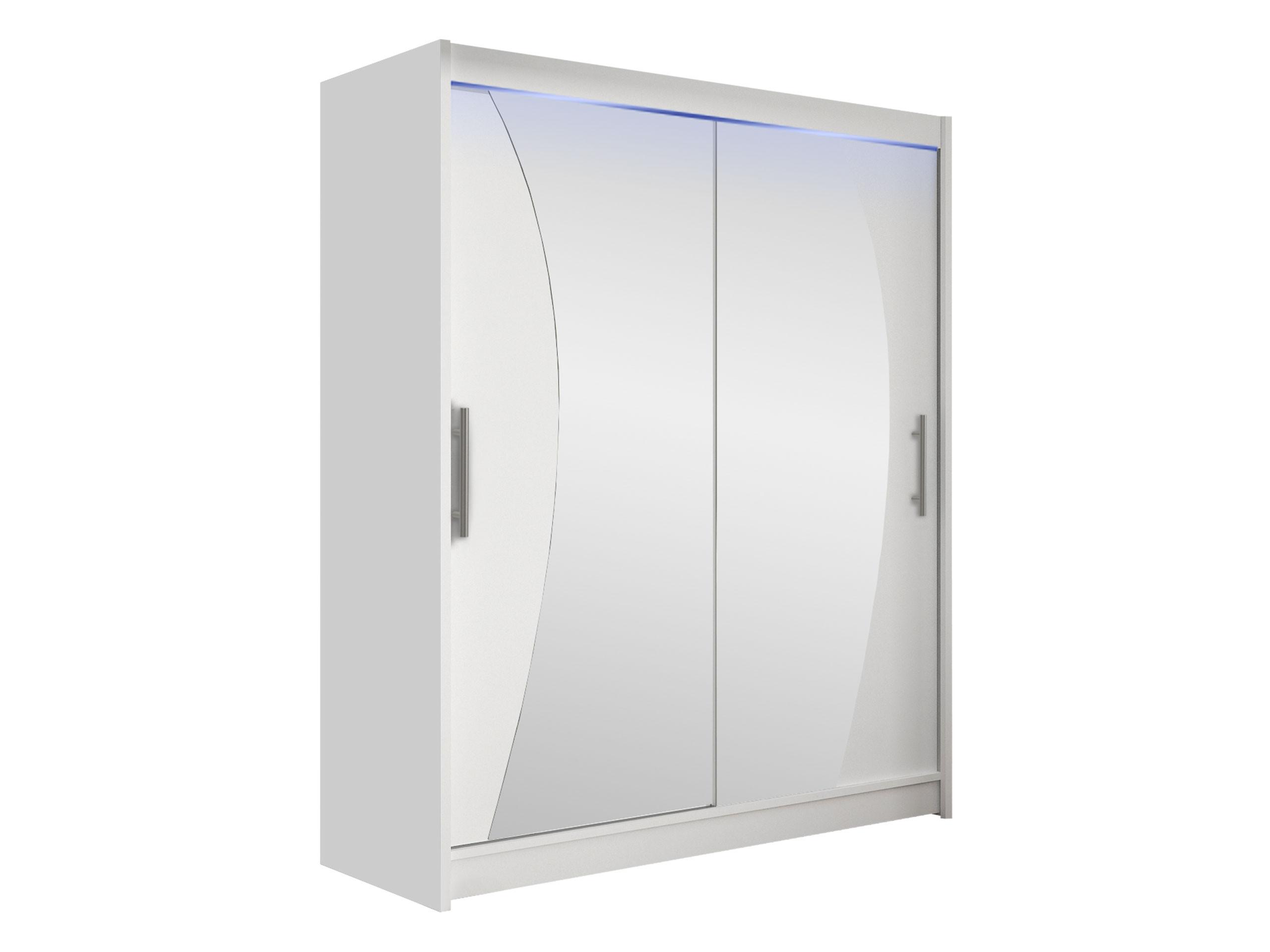 SCHWEBETÜRENSCHRANK Westa X, mit RGB LED Beleuchtung - Silberfarben/Weiß, Holzwerkstoff/Metall (150/200/58cm) - MIRJAN24