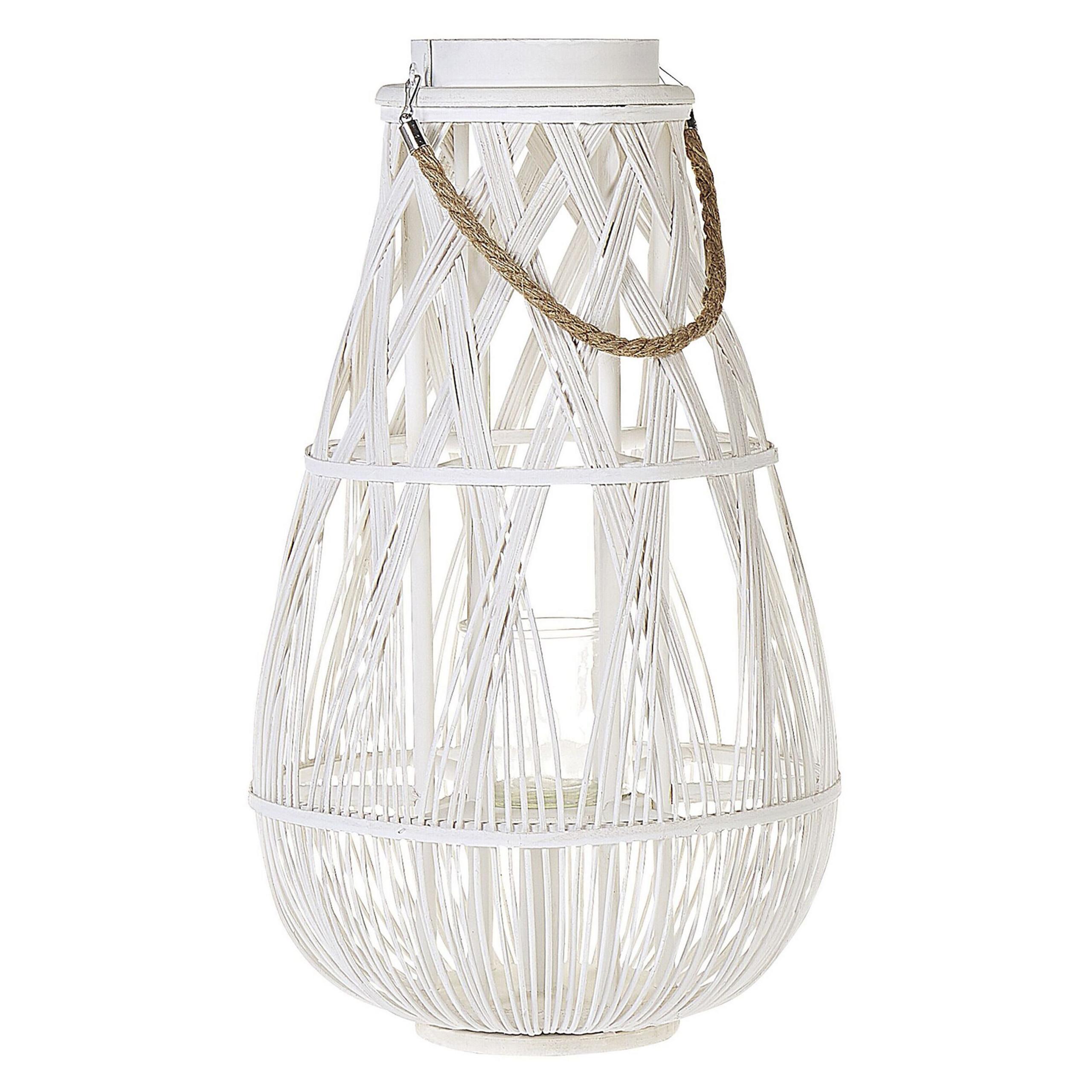 LATERNE Weiß Tonga - Weiß, Holz (34/56/34cm) - Beliani