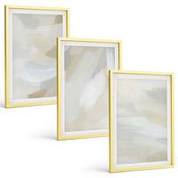 BILDER SET 3er Set - 40x60 cm Goldrahmen - Abstrakter Pinselhintergrund - Goldfarben, Kunststoff (40/60cm) - TULUP