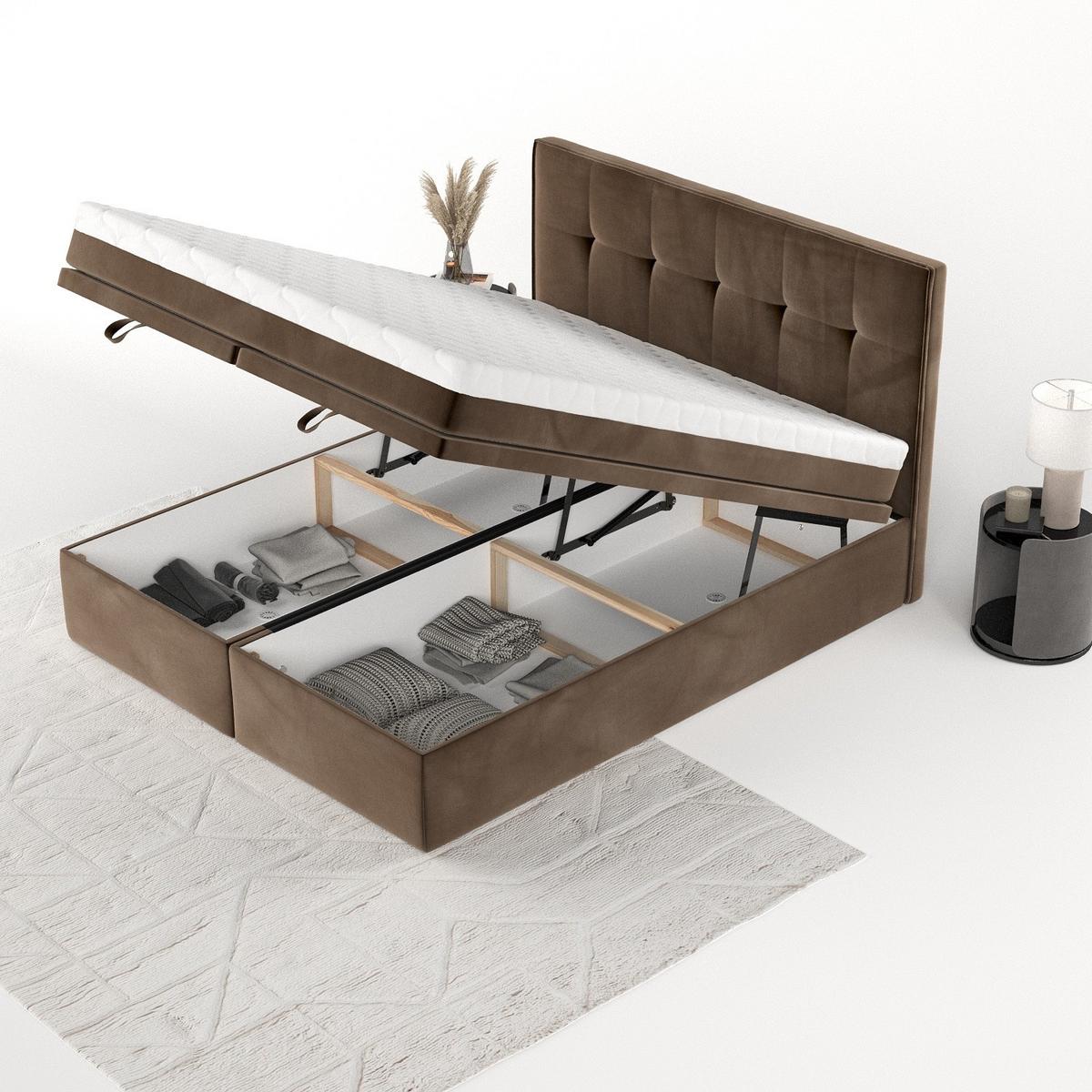 BOXBETT Arivo 200/200 cm Braun im Kronos Stoff - Schwarz/Braun, Holz/Holzwerkstoff (200/200cm) - AltaBeds