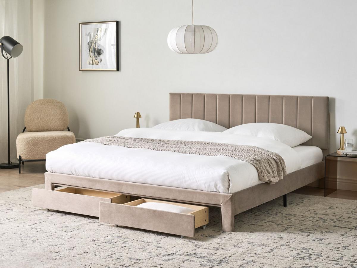 BETT 180/200 cm Taupe Lonzac - Taupe, Textil (180/200cm) - Beliani