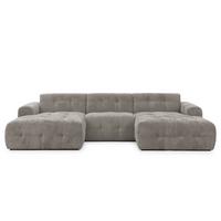WOHNLANDSCHAFT in U-Form mit raffinierten Steppungen, 6-Sitzer, Wellenunterfederung, B323/T161/H79 cm, Chenille-Bezug in Braun Taupe / 21050 - Taupe/Greige, Kunststoff/Textil (323/79/161cm) - luma-home