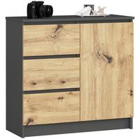 KOMMODE Graphit Grau, Eiche Artisan 77/80/35 - Eiche Artisan, Holzwerkstoff (80/77/35cm) - RAUMHIRSCH FURNITURE