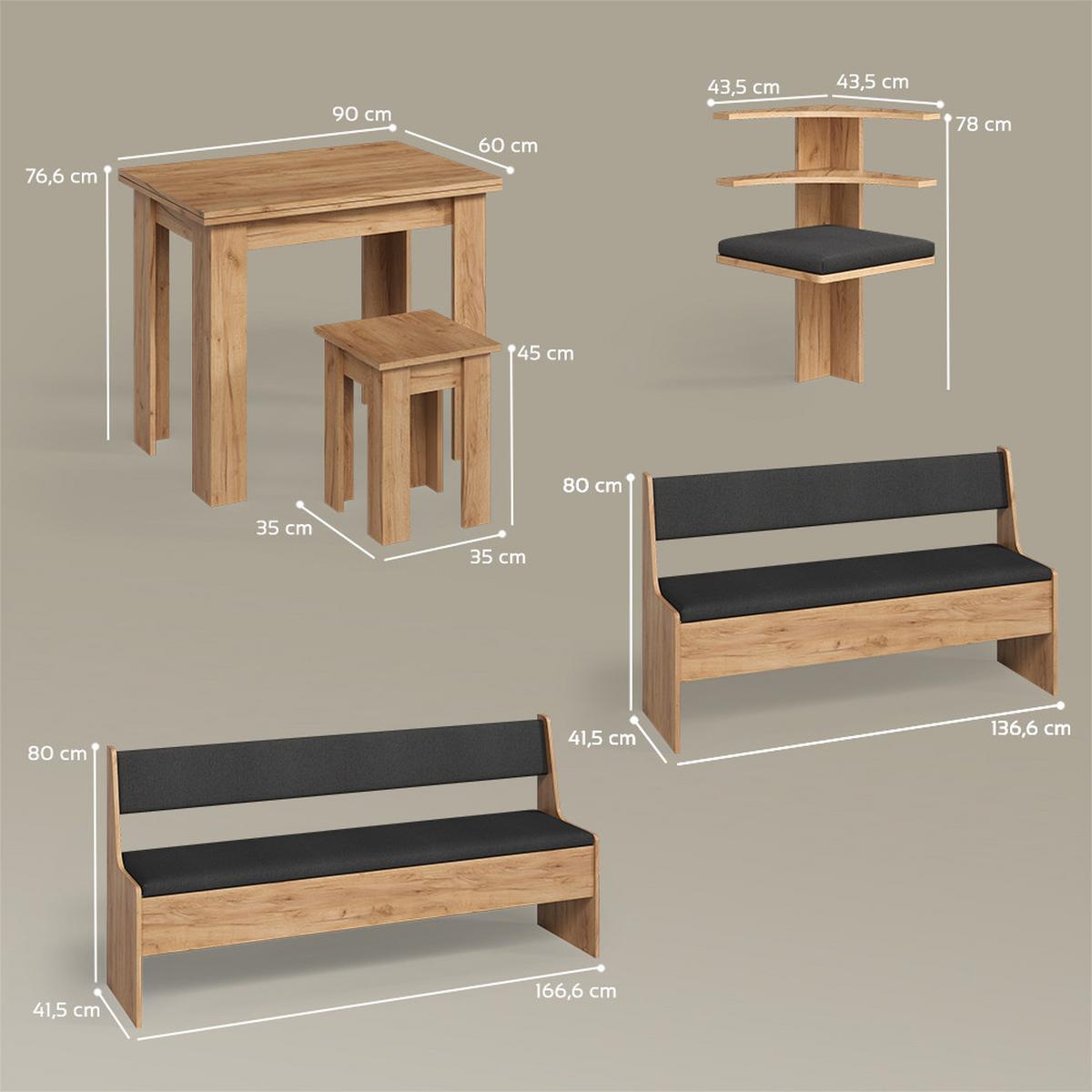 ECKBANKGRUPPE Tiberio Goldkraft Eiche 210 x 180 cm mit Tisch - Honigeiche, Holzwerkstoff (210/80/180cm) - Livinity®
