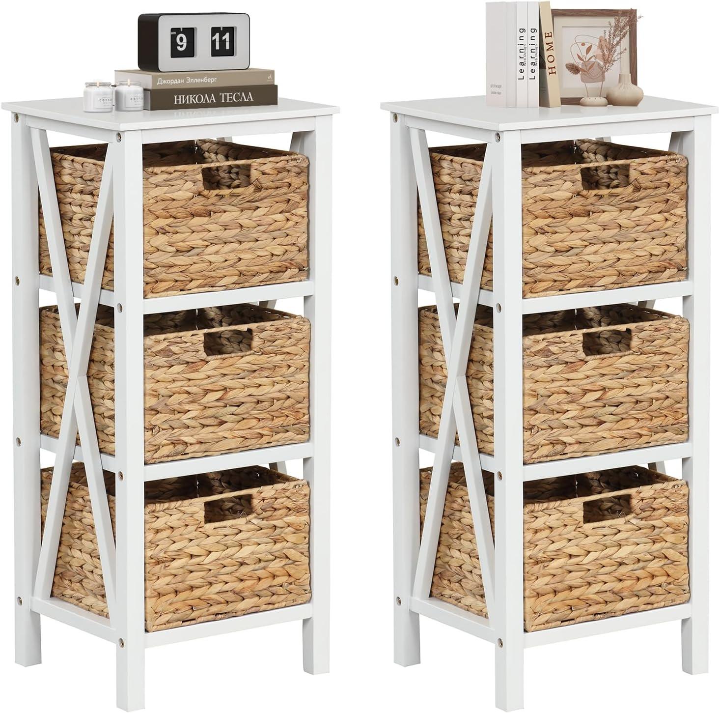 NACHTTISCH Weiß(2er-Set) - Weiß, Holz (36/80/30cm) - COSTWAY