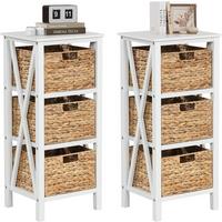 NACHTTISCH Weiß(2er-Set) - Weiß, Holz (36/80/30cm) - COSTWAY