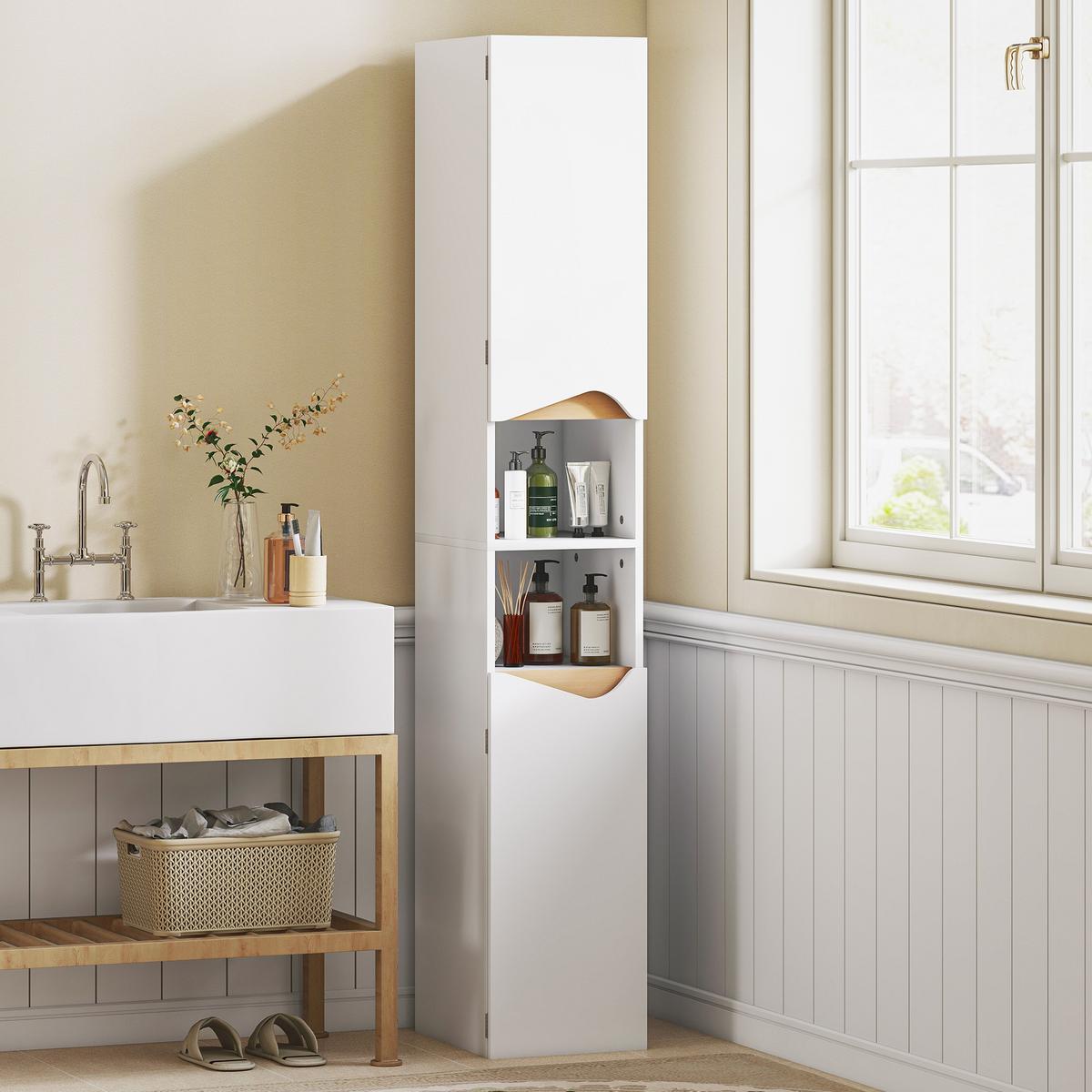 BADEZIMMERSCHRANK Spanplatte Weiß - Weiß, Holzwerkstoff (30/180.5/34.6cm) - HOMCOM