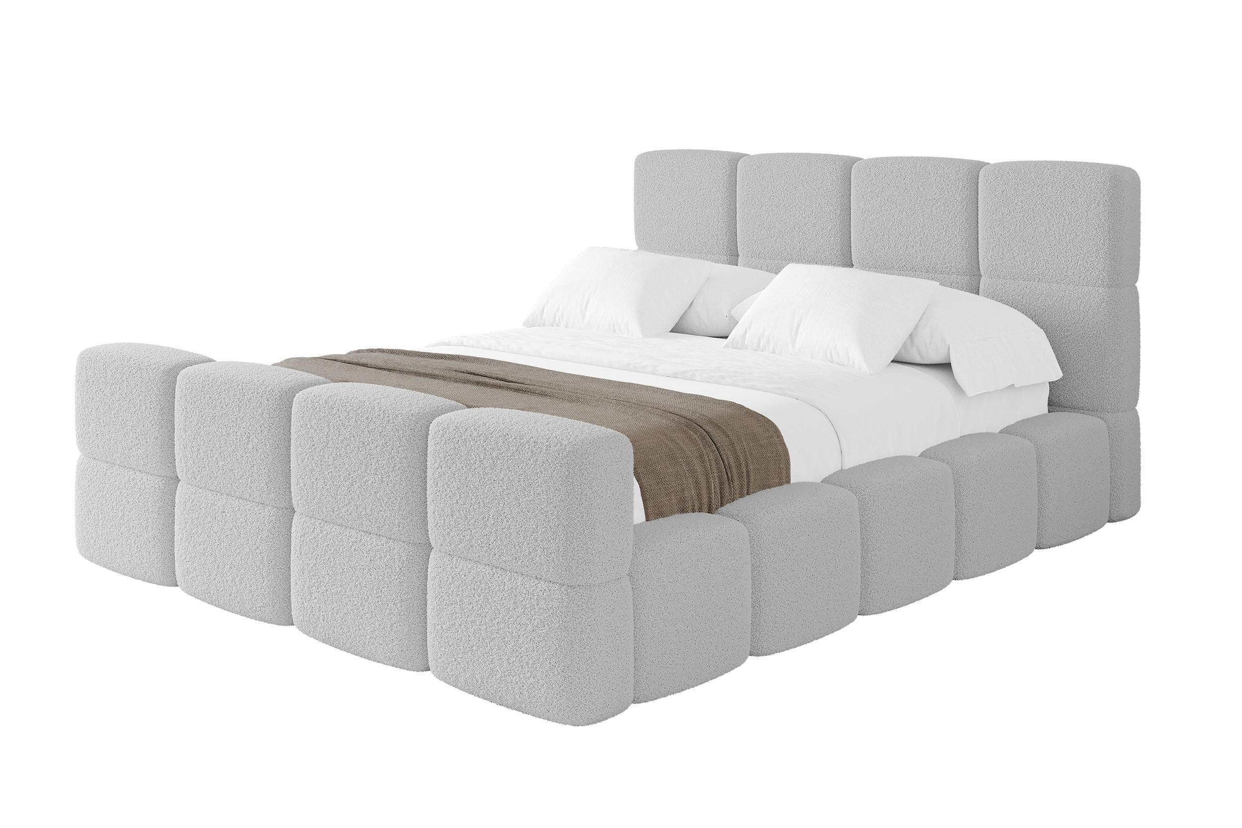POLSTERBETT mit Bettkasten und Lattenrost mit Matratze H3/H4, Kopfteil, Boxbett, mit Stauraum - NATA-Z 120x200 Hellgrau - Hellgrau, Holzwerkstoff/Textil (120/200cm) - ALTDECOR