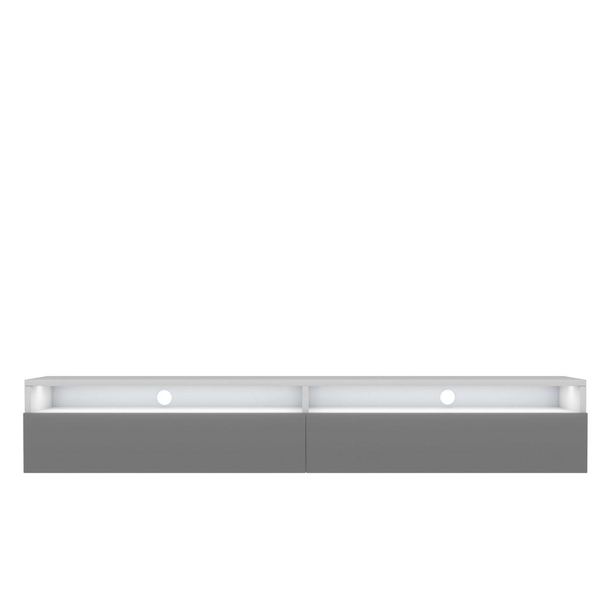 TV-LOWBOARD Rednaw Weiß Matt/Grau Hochglanz mit LED, 180 cm - Weiß/Grau, Holzwerkstoff (180/30/31cm) - Selsey