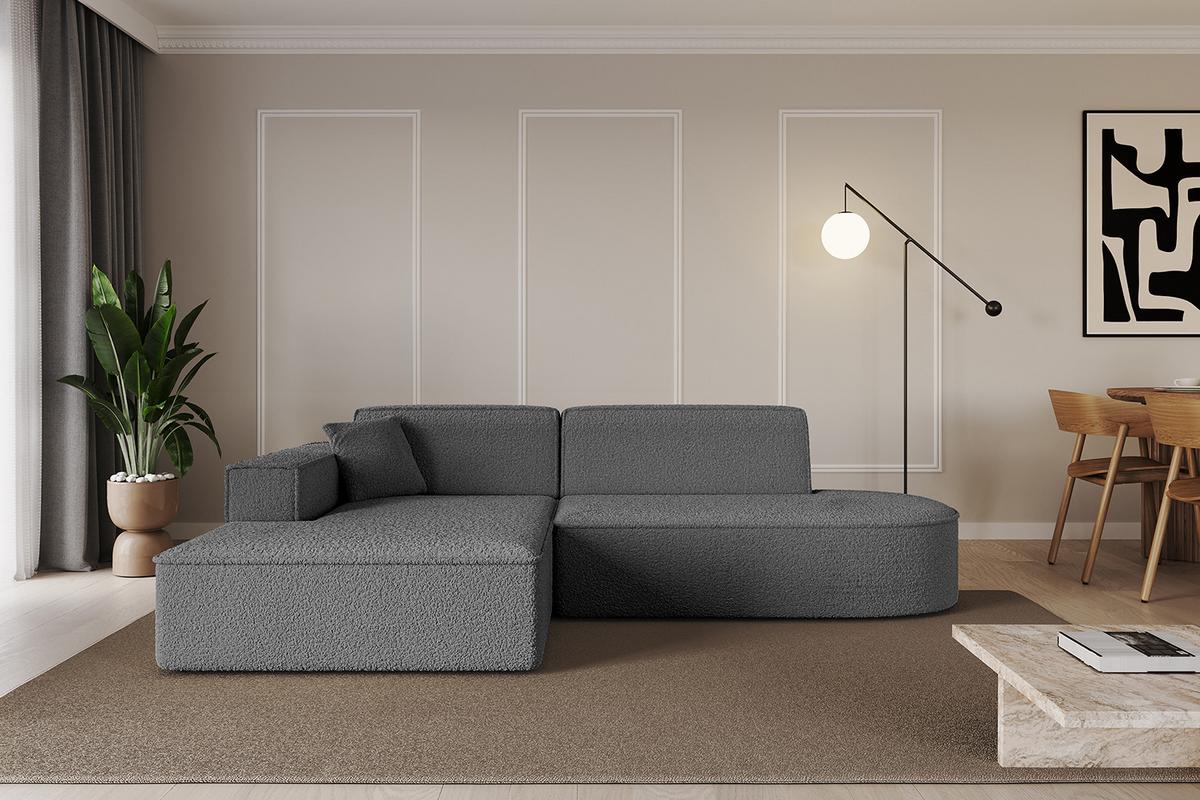 ECKSOFA Ottomane Links IREA-L1-v4 - 232x165x77 cm Grau - Olivgrün, Holzwerkstoff/Textil (232/165cm) - ALTDECOR