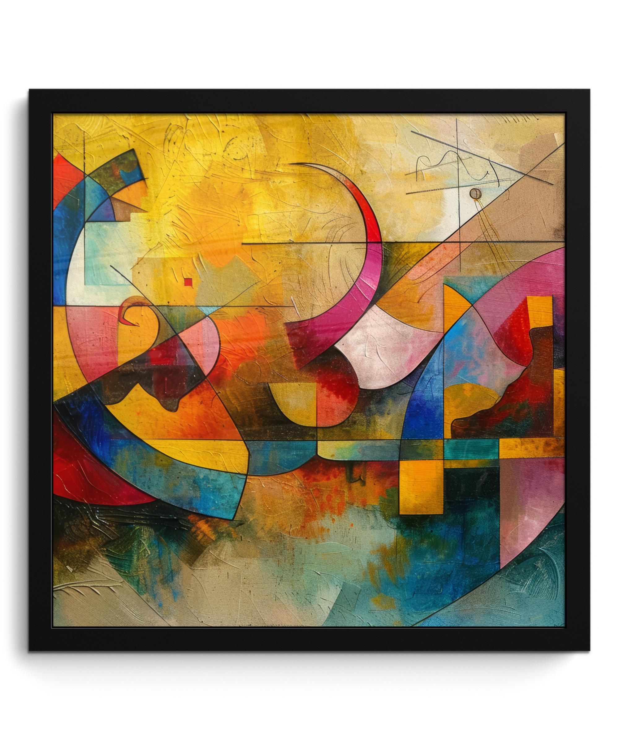 POSTER MIT RAHMENGERAHMTES BILD Kunst - Abstrakt - Modern 40x40 cm - Gelb, Papier (40/40cm) - MuchoWow