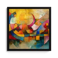 POSTER MIT RAHMENGERAHMTES BILD Kunst - Abstrakt - Modern 40x40 cm - Gelb, Papier (40/40cm) - MuchoWow