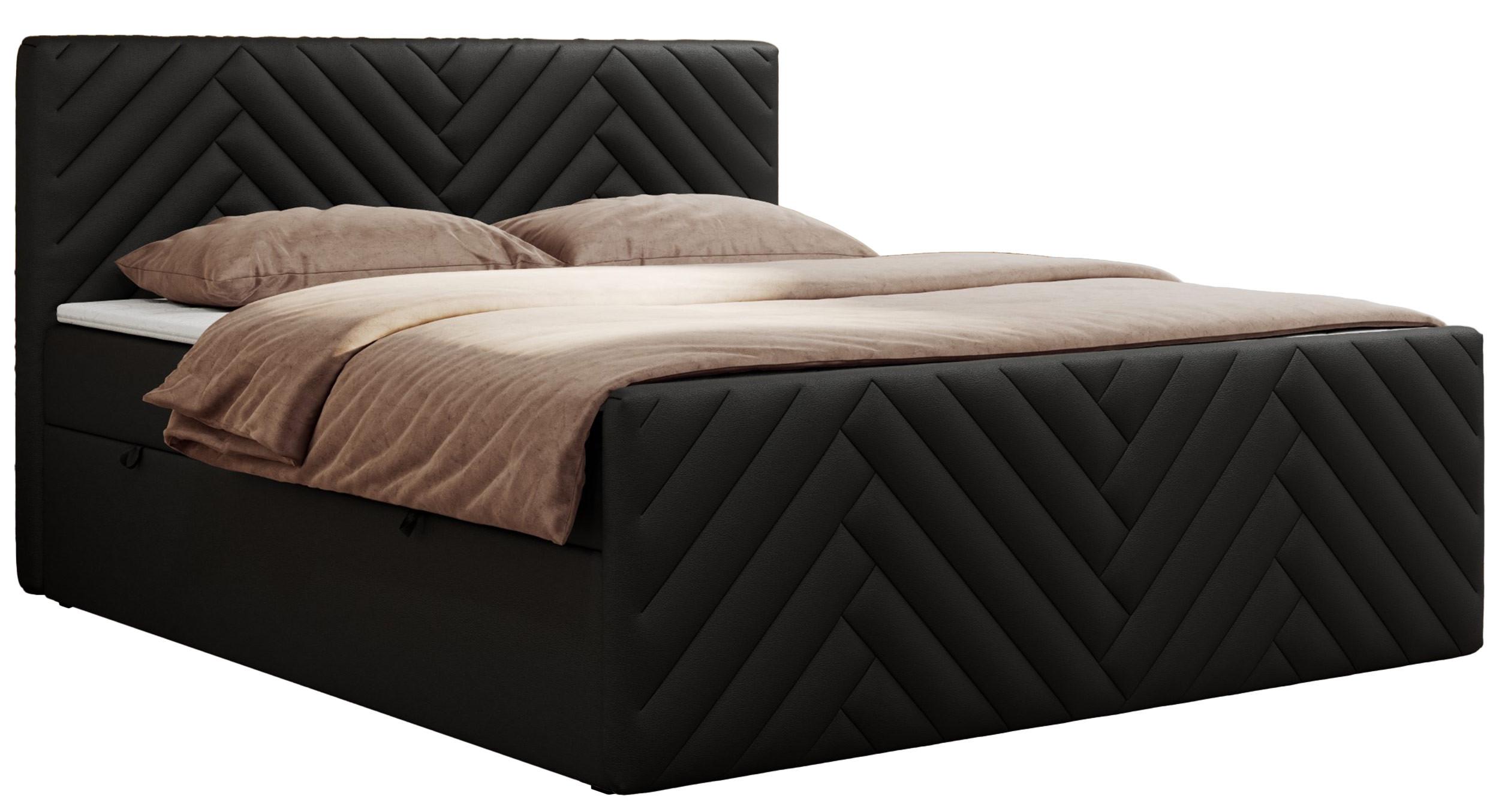 BOXBETT PARIS DUO 120/200 - Schwarz Kunstleder - H3 - Schwarz, Holz/Textil (120/200cm) - MKS