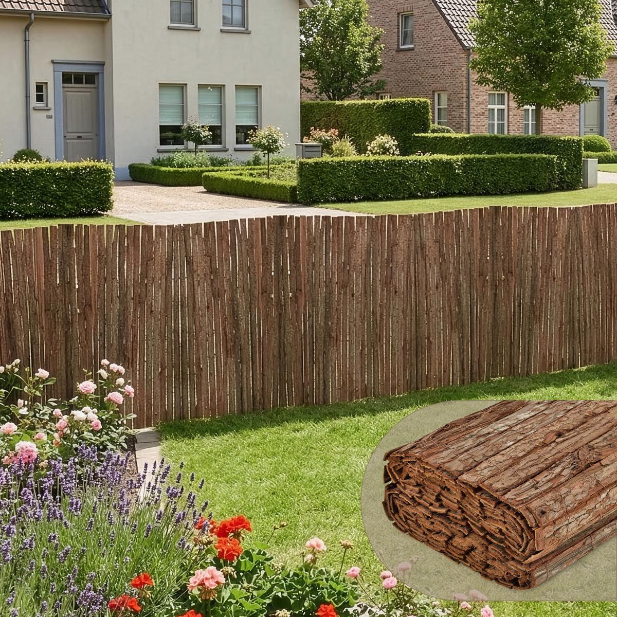 RINDENZAUN Zamora - Dunkelbraun, Naturmaterialien (300/100cm) - casa.pro