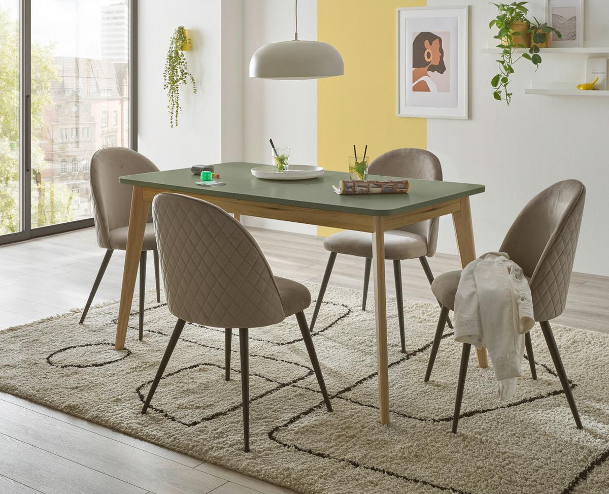 ESSTISCH Salbei, Eiche Evoke, skandinavisch 140 - 180 cm, Küchentisch ausziehbar - Salbeigrün/Eichefarben, Holz/Holzwerkstoff (180/80/75cm) - Furn.Design