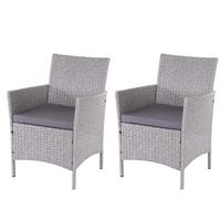 POLY-RATTAN SESSEL HALDEN Grau, Anthrazit 2er-Set - Anthrazit/Grau, Kunststoff (59/83/60cm) - MCW