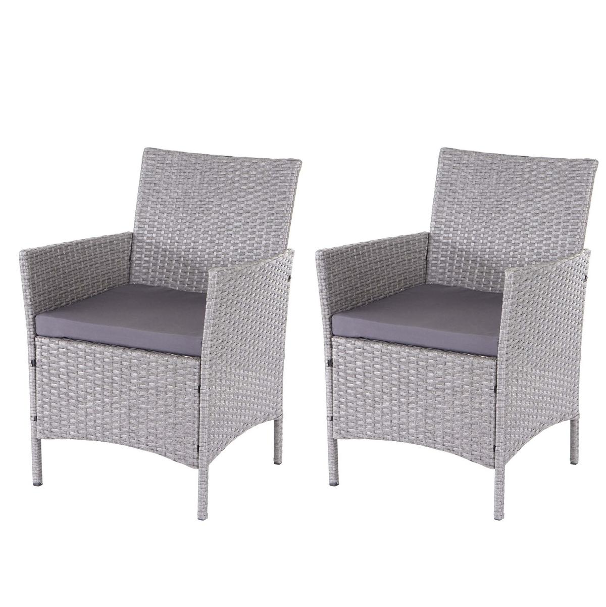 POLY-RATTAN GARTEN-GARNITUR Grau - Anthrazit/Grau, Kunststoff - MCW