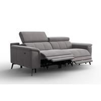 SOFA RELAX FIERO 3-Sitzer, Dunkelgrauer Veloursstoff - Dunkelgrau/Schwarz, Holz/Textil (212/82/103cm) - Courtois Laville