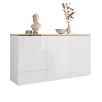 KOMMODE HÄNGENDE AURORA 3D Weiß / Weiß hochglanz - Weiß Hochglanz, Holzwerkstoff (140/76/40cm) - Lookway