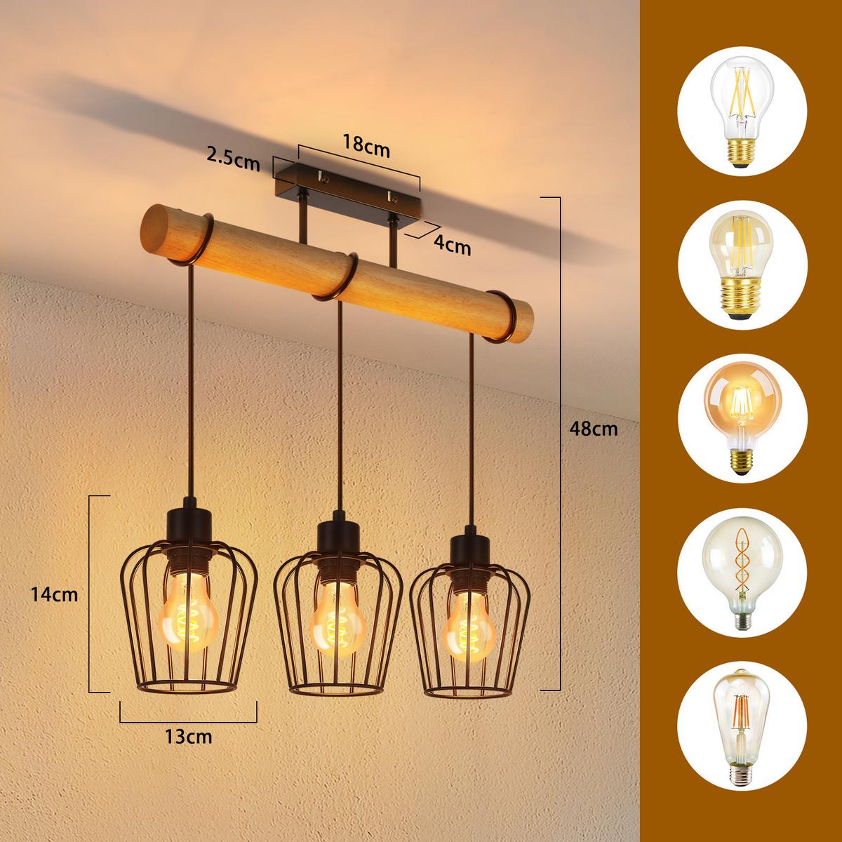PENDELLEUCHTE Vivienneth 52/13/43 cm - Braun, Holz/Metall (52/13/43cm) - ZMH