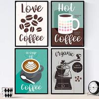 POSTER Set mit 4 Bunter Kaffee 1 A3 Schwarzer Rahmen - Schwarz, Papier (29.7/3cm) - Nacnic