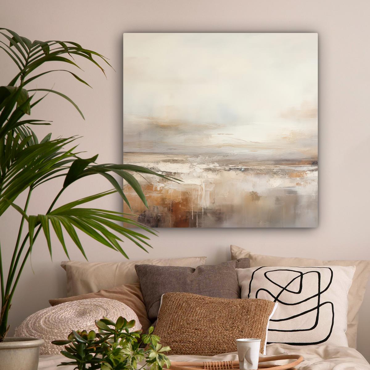 LEINWANDBILD Kunst - Industriell - Grau - Braun - Abstrakt Deko Groß 90x90 cm - Sandfarben, Textil (90/90cm) - MuchoWow