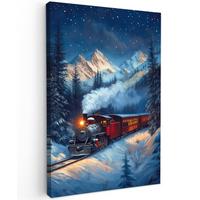 LEINWANDBILD Zug - Weihnachten - Schnee - Weihnachtszug Deko Groß 90x140 cm - Anthrazit, Textil (90/140cm) - MuchoWow