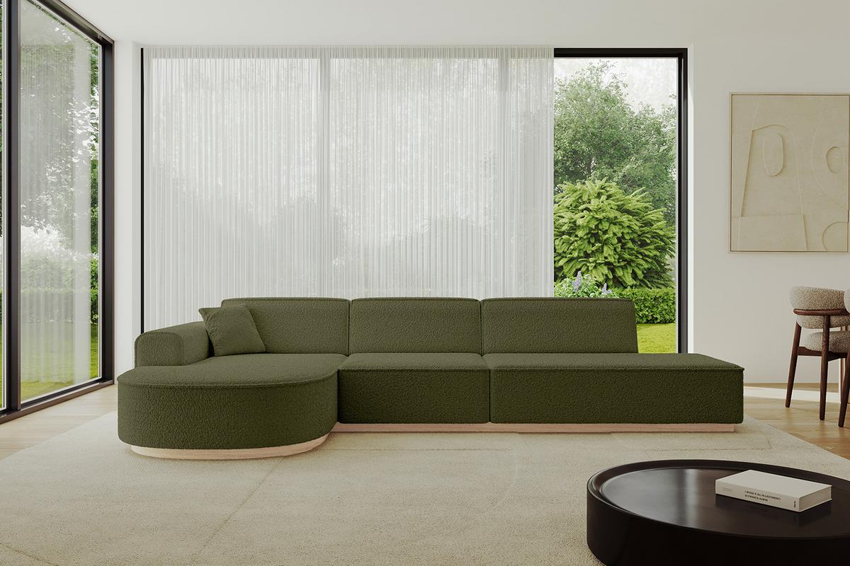 ECKSOFA Ottomane Links ARRIO-L2 - 328x171x83 cm Grün - Grün, Holzwerkstoff/Textil (328/171cm) - ALTDECOR