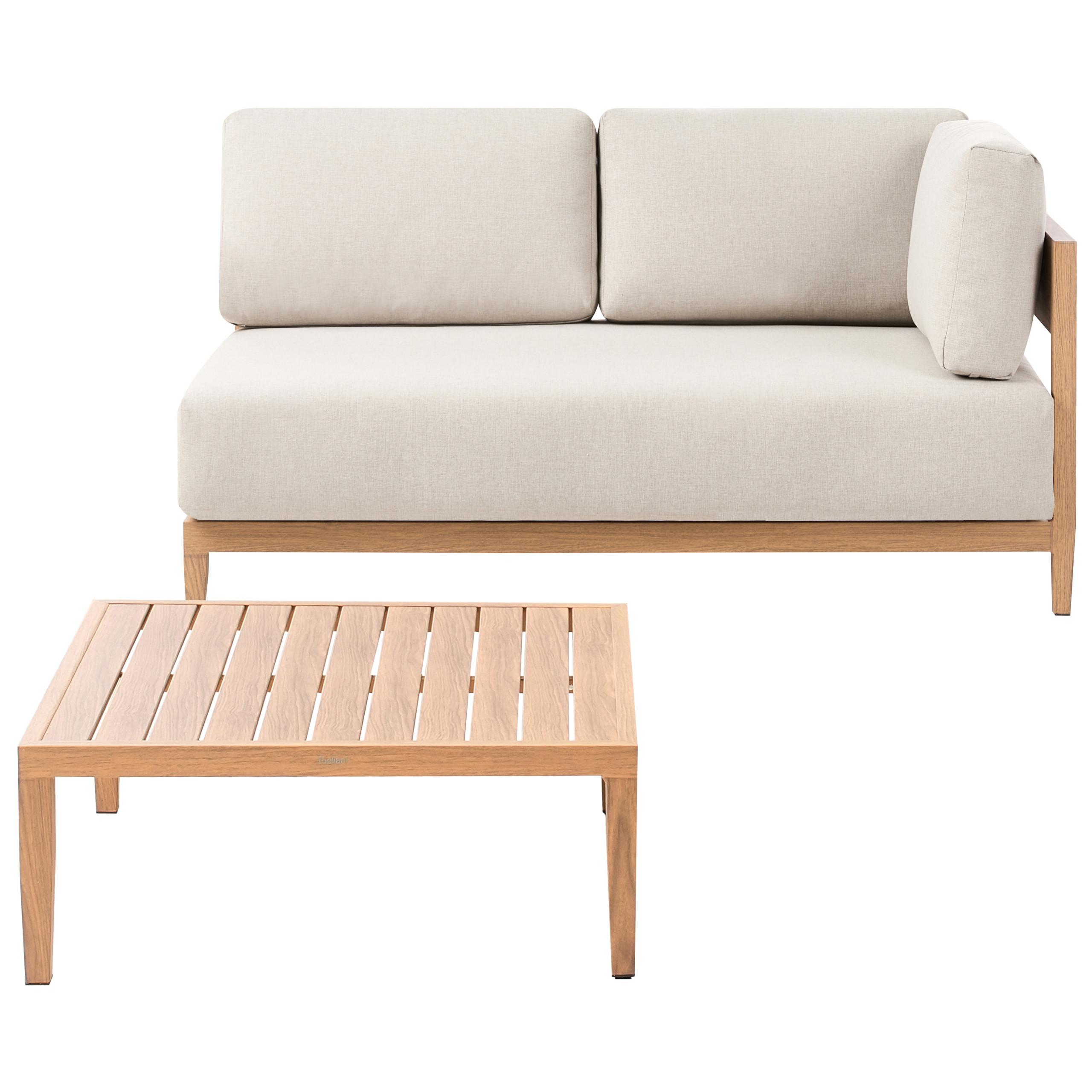 GARTENSOFA mit Tisch 2-Sitzer Metall Hellbraun Sampieri - Beige/Braun, Metall (222/72/71cm) - Beliani