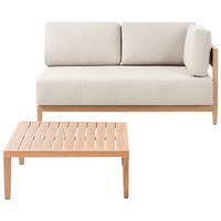 GARTENSOFA mit Tisch 2-Sitzer Metall Hellbraun Sampieri - Beige/Braun, Metall (222/72/71cm) - Beliani