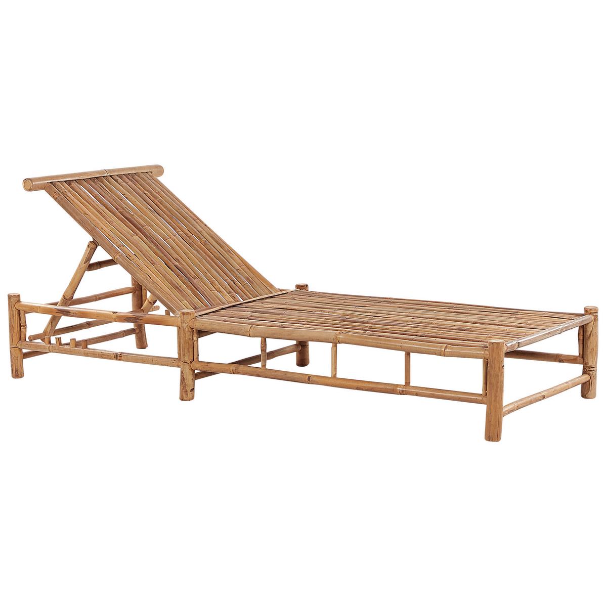 GARTENLIEGE hellbraun Auflage cremeweiß Ligure - Hellbraun/Creme, Holz (74/72/199cm) - Beliani