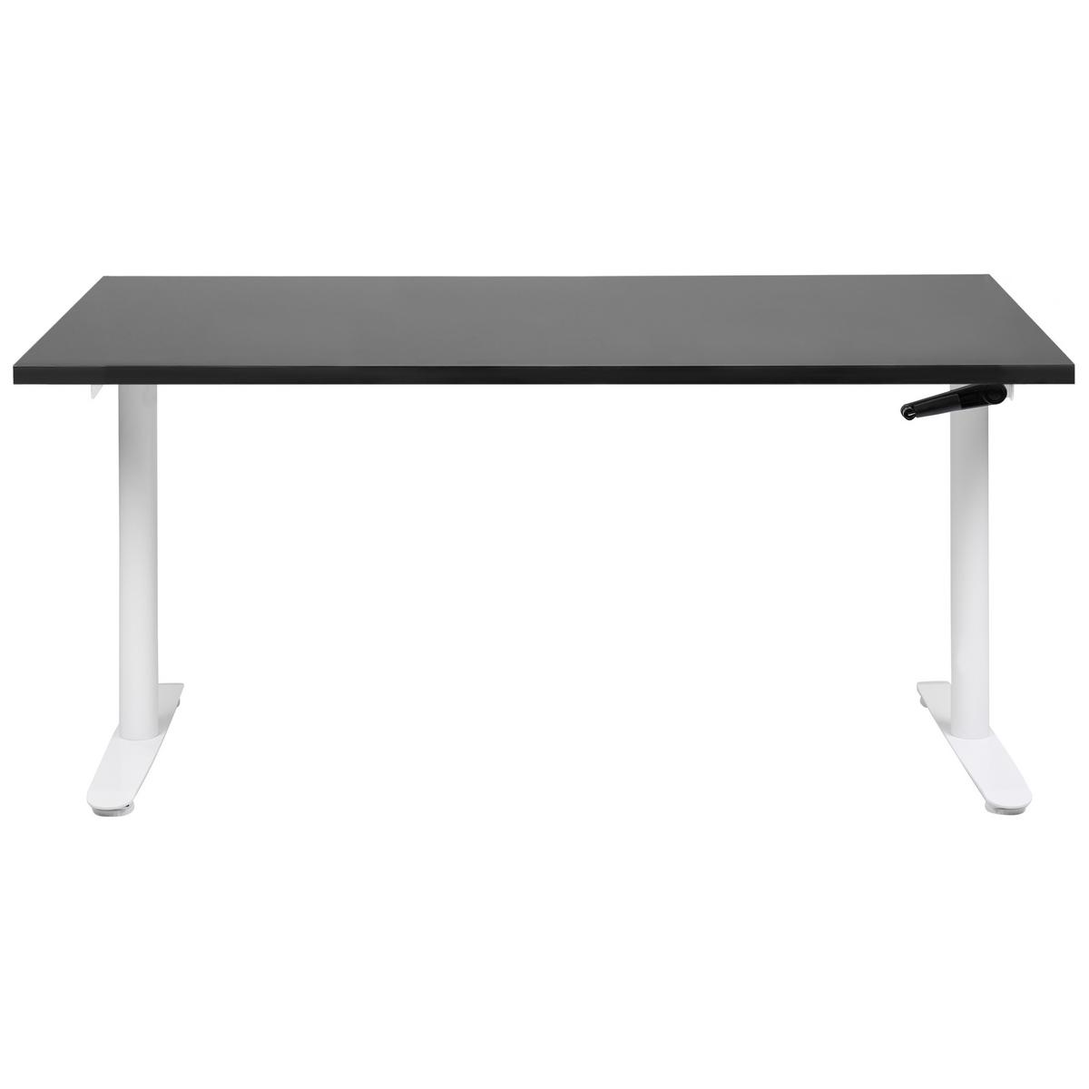 HÖHENVERSTELLBARER SCHREIBTISCH Manuell 160/72 cm Schwarz Destin IV - Schwarz/Weiß, Holzwerkstoff (72/160/74cm) - Beliani