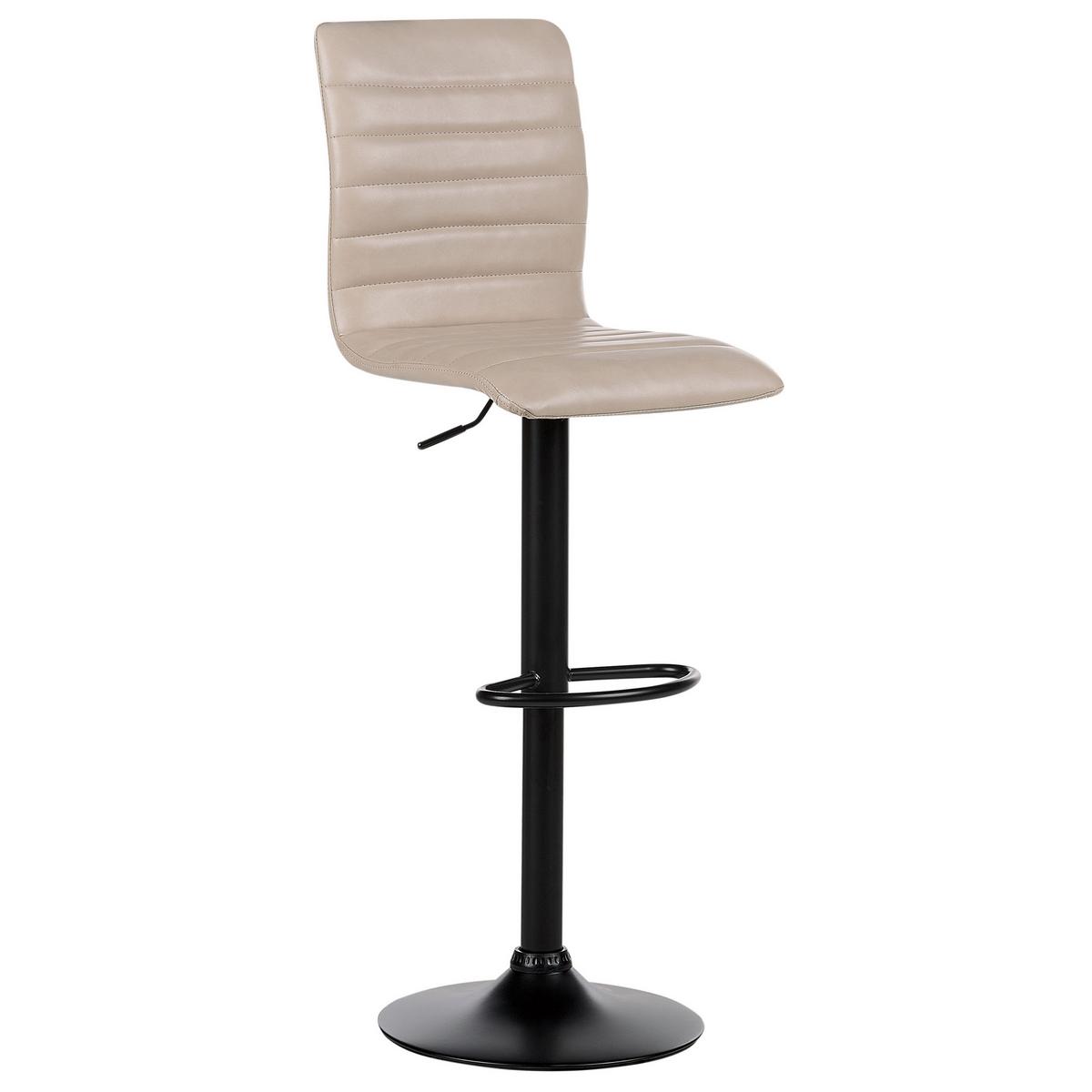 BARHOCKER 2er-Set Kunstleder hellbeige/schwarz höhenverstellbar Lucerne - Beige/Schwarz, Kunststoff (39/69/49cm) - Beliani