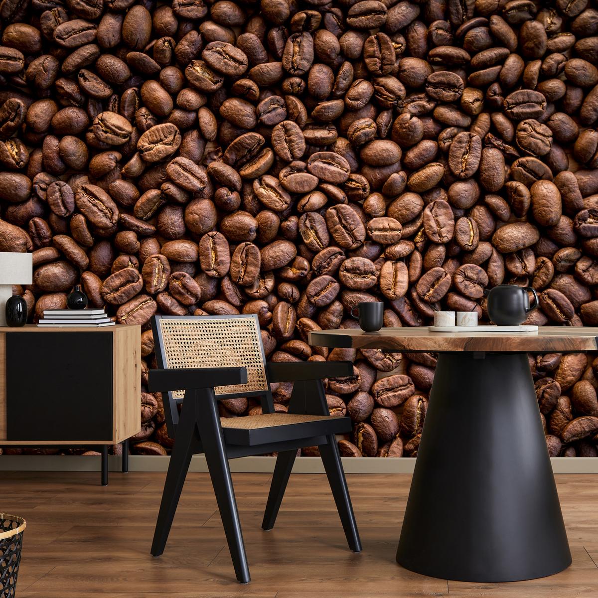 FOTOTAPETE für Esszimmer Kaffee Kaffeebohnen 3D 400x280 - Braun, Papier (400/280cm) - Muralo