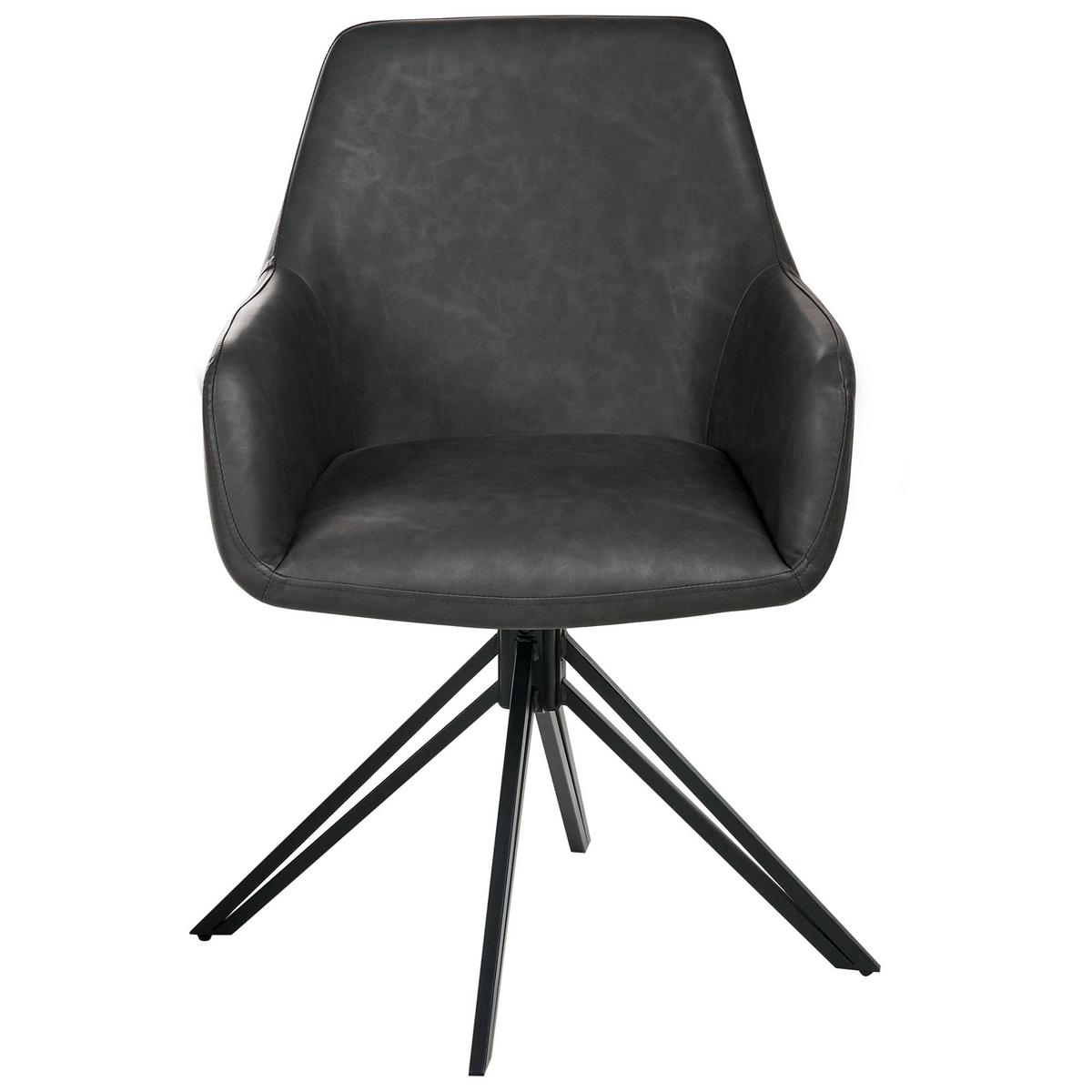 ESSZIMMERSTUHL 2er Set drehbar Kunstleder Schwarz Sansarc - Schwarz, Kunststoff/Metall (57/85/59cm) - Beliani