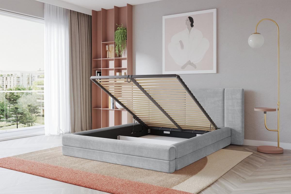 POLSTERBETT mit Bettkasten und Lattenrost, Bett mit Matratze H3/H4 - TEVO 140x200 Grau - Anthrazit, Holzwerkstoff/Textil (140/200cm) - ALTDECOR