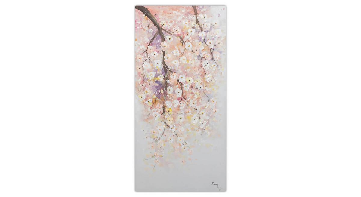 ACRYLBILD HANDGEMALT 60/120 cm - Pink/Weiß, Holz/Textil (60/120cm) - KUNSTLOFT