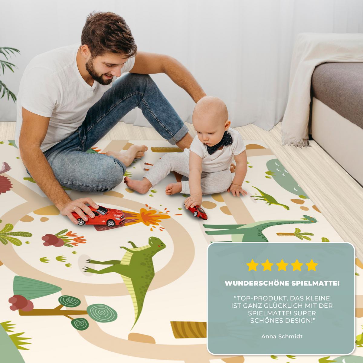 KINDERTEPPICH Dino - Grün - Natur - Kinder - Design Spielmatte 120x180 cm - Beige, Kunststoff (120/0.3cm) - OnlyWow